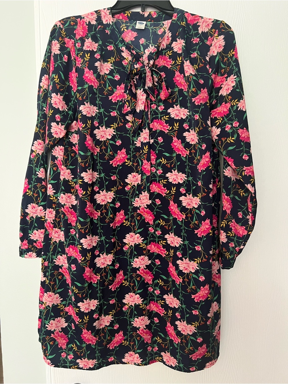 Old Navy Navy Dress with Pink Floral Print